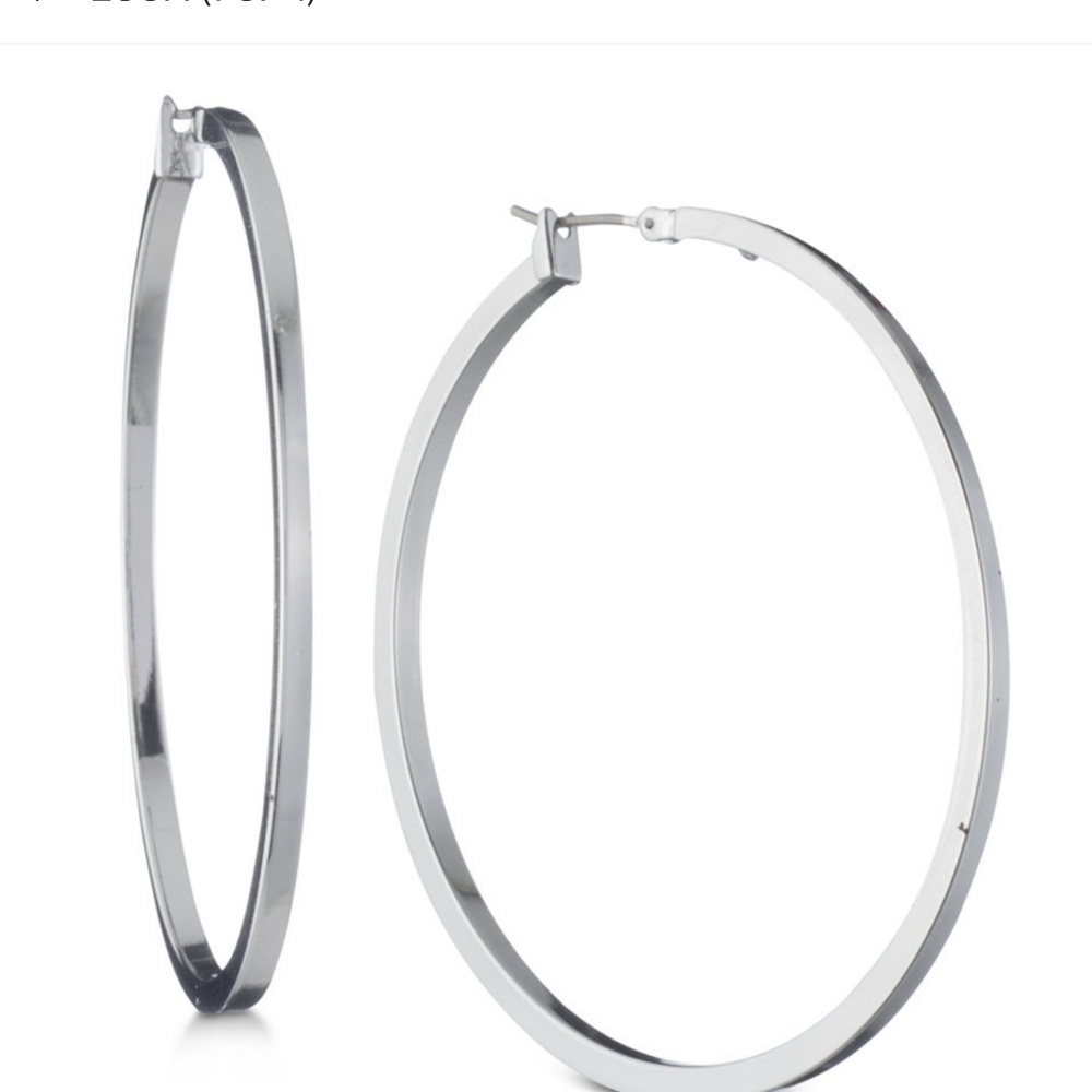 DKNY 2" Thin Hoop Earrings, Silver Tone Created for Macy's
